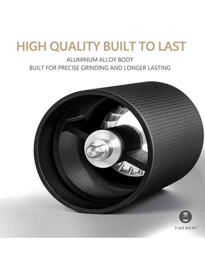 تايم مور مطحنة قهوة يدوية من TIMEMORE Chestnut C3S، مطحنة قهوة يدوية مع إعداد طحن قابل للتعديل، مطحنة قهوة مخروطية من الفولاذ المقاوم للصدأ S2C، لآلات صنع الإسبريسو إلى آلة الضغط الفرنسية - أسود - Image 4